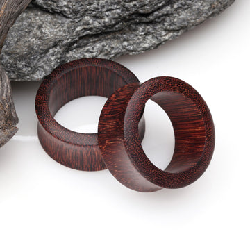 Detail View 1 of A Pair of Dark Tamarind Wood Double Flared Tunnel Plug